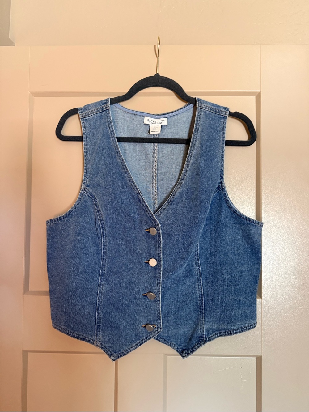 Rachel Zoe Blue Denim Vest with Button Front NWOT large